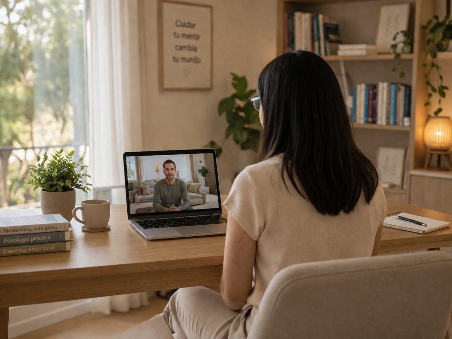 Sesión de terapia online por videollamada